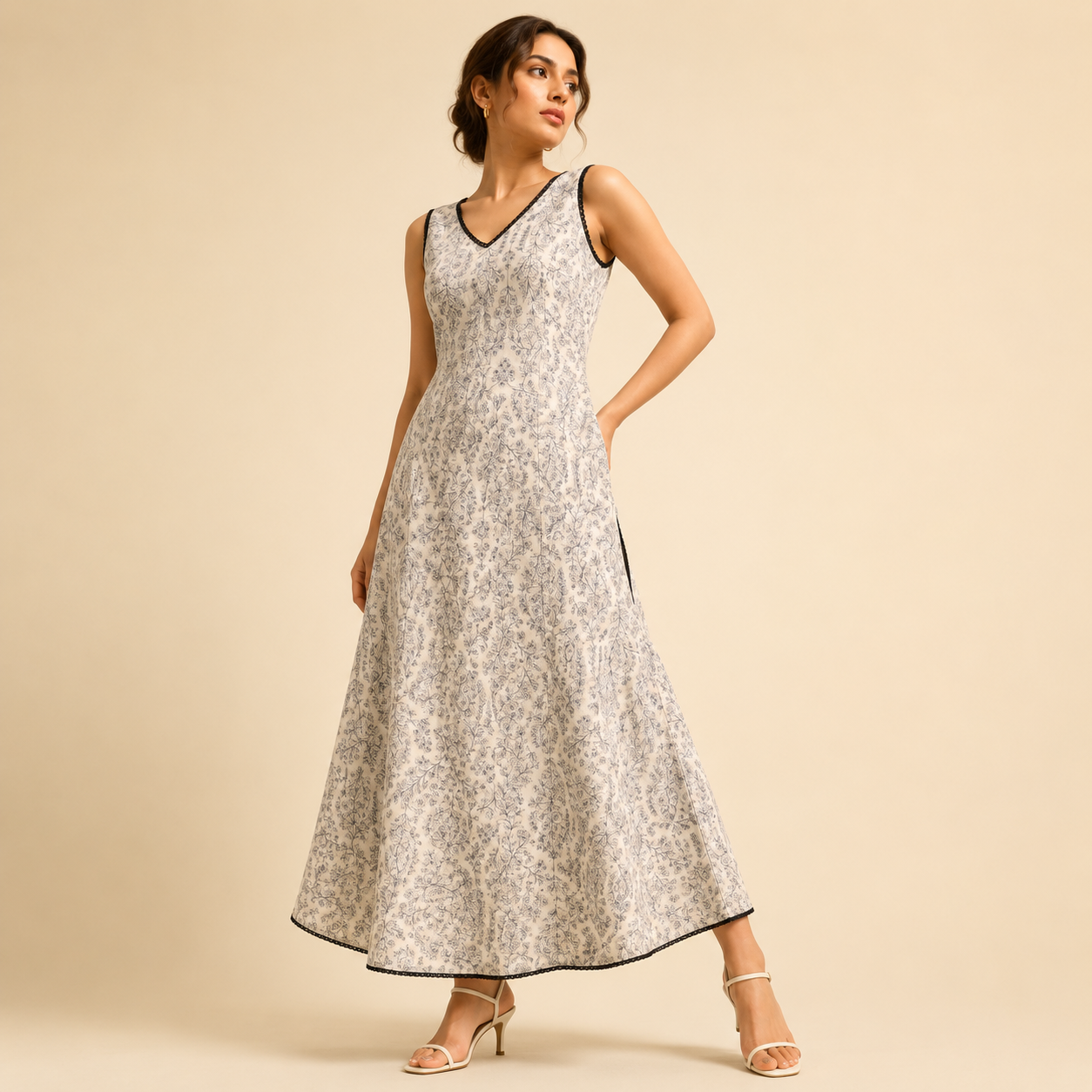 Ivory Botanical Maxi Dress