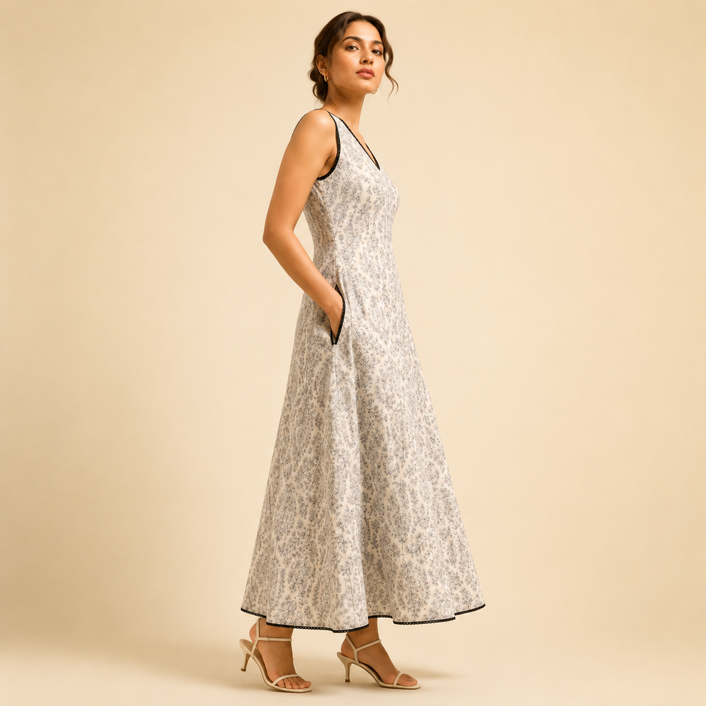 Ivory Botanical Maxi Dress