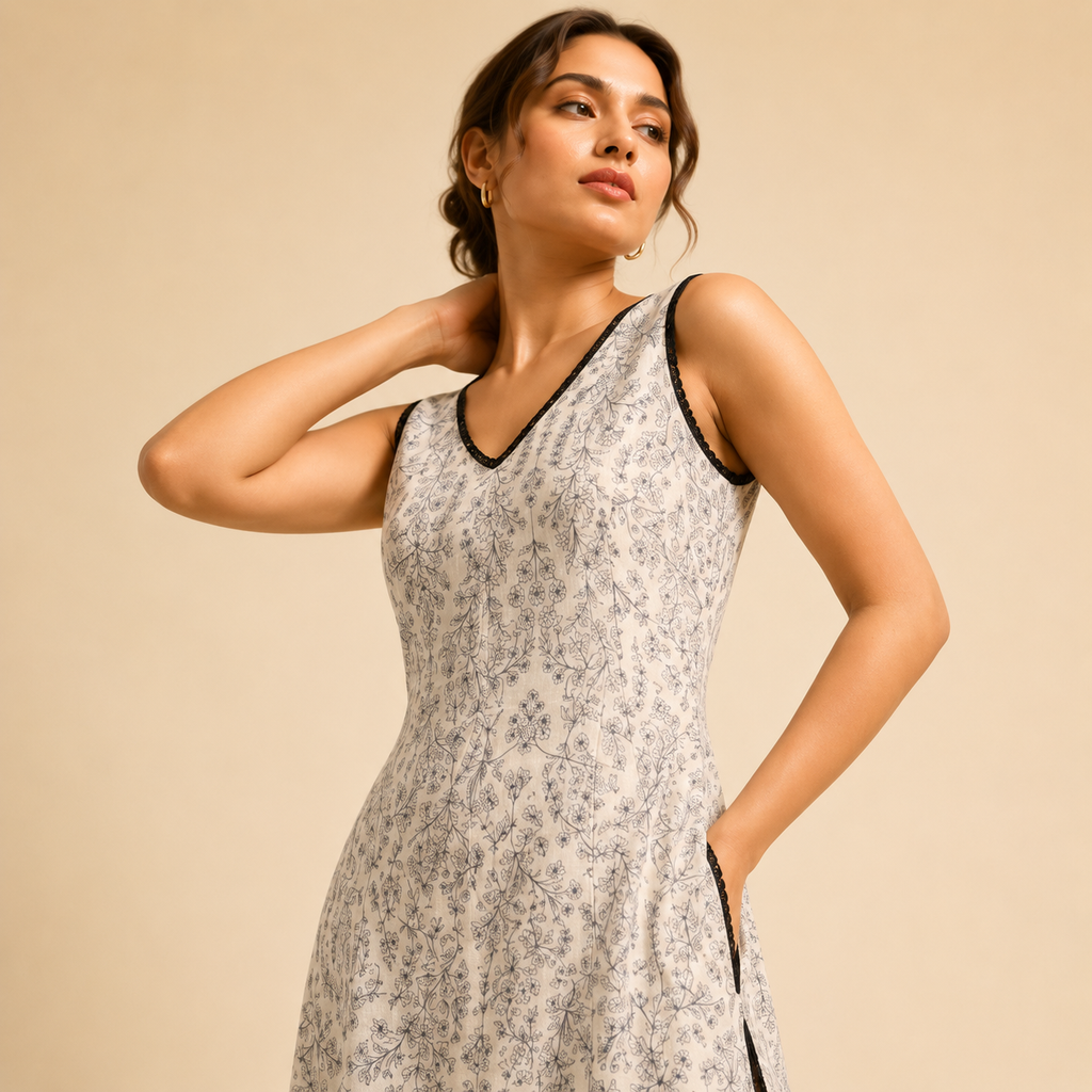 Ivory Botanical Maxi Dress