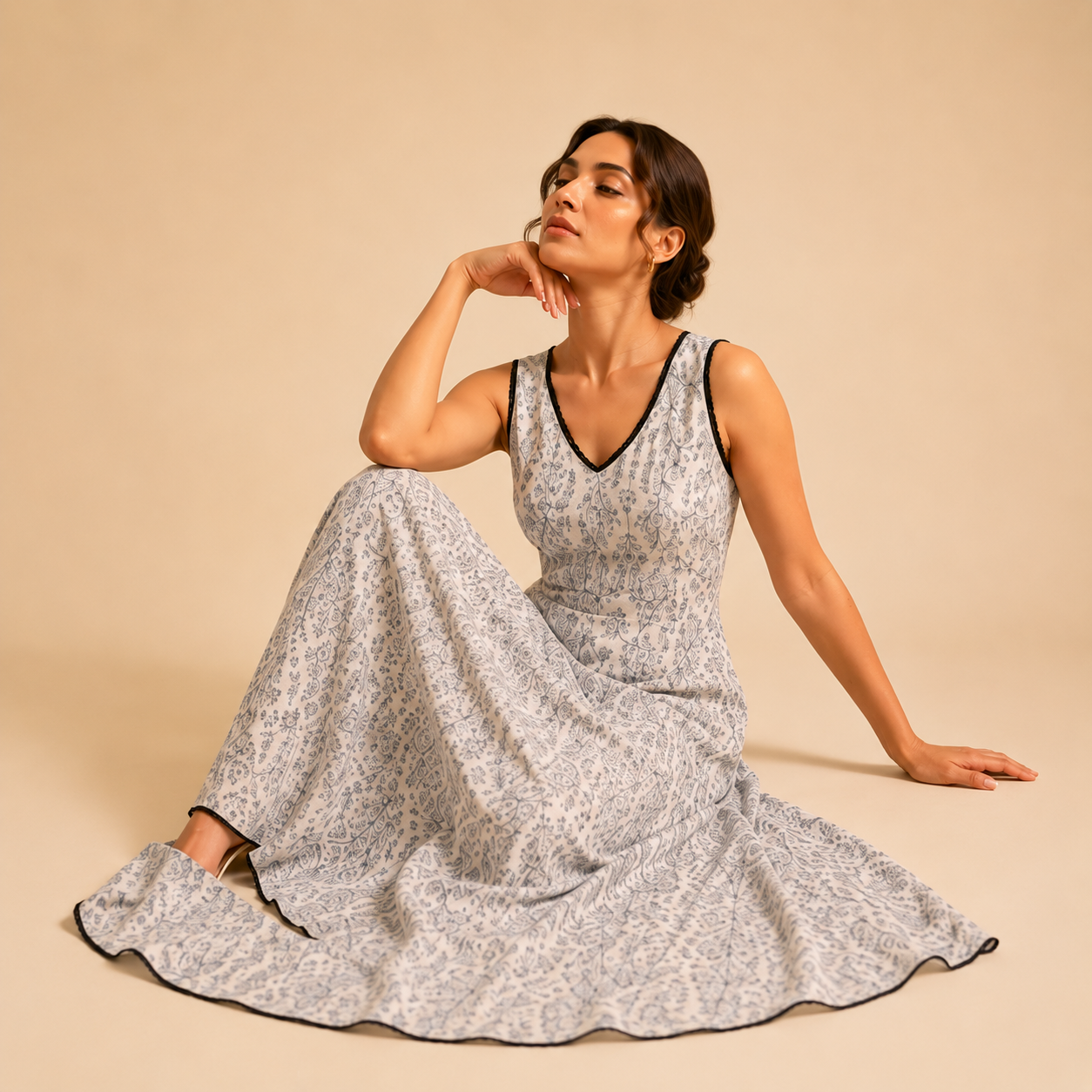 Ivory Botanical Maxi Dress