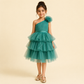 Emerald Blossom One-Shoulder Dress