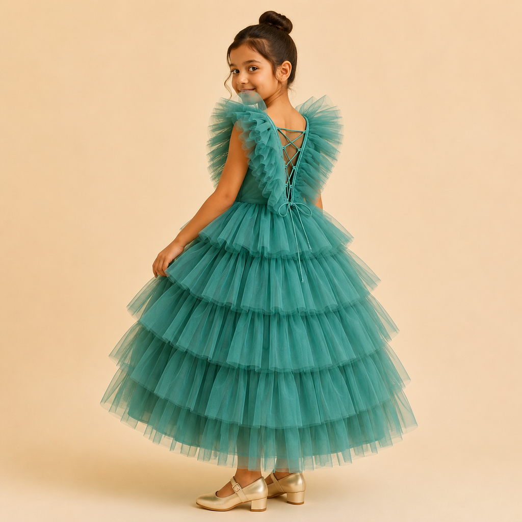 Sea Mist Ruffle Princess Dress