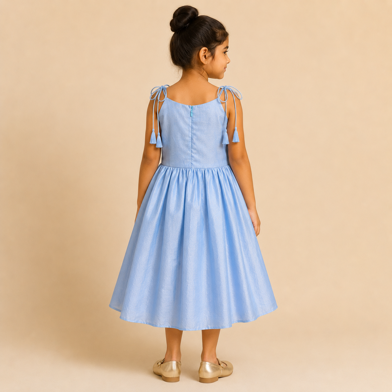 Sky Blossom Tie-Shoulder Floral Dress