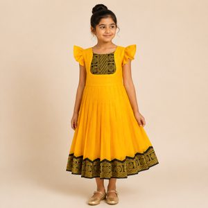 Sunshine Zari Pleated Ethnic Dress