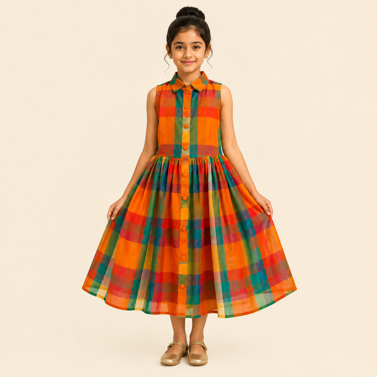 Sunset Plaid Shirt Dress