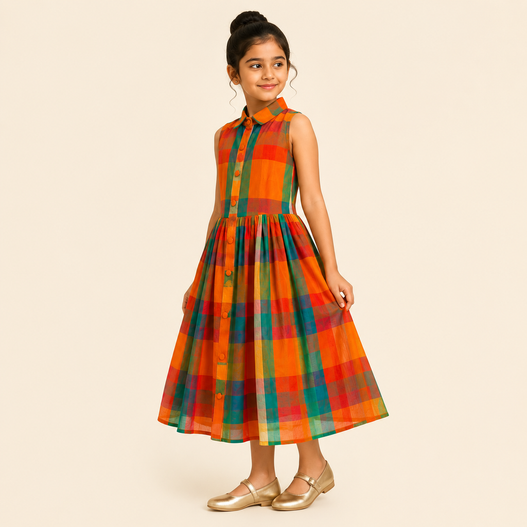 Sunset Plaid Shirt Dress