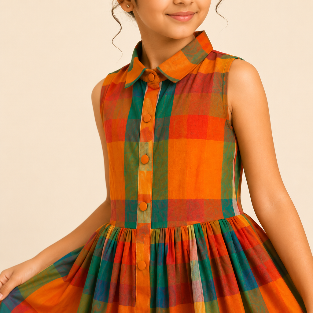 Sunset Plaid Shirt Dress