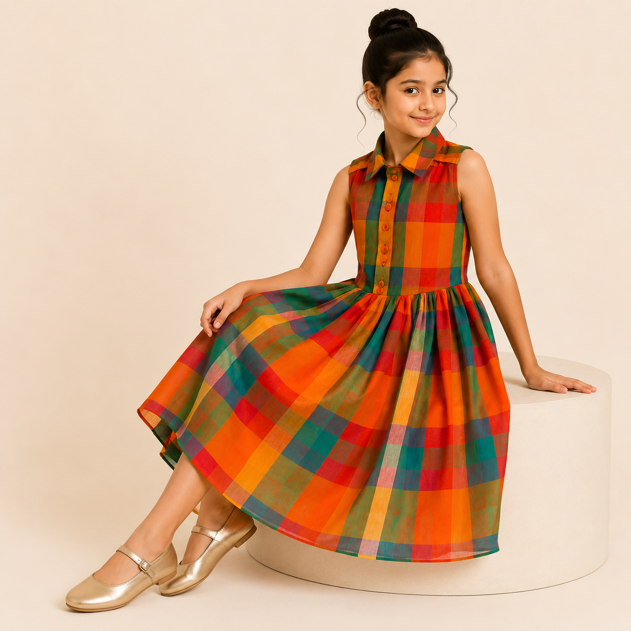 Sunset Plaid Shirt Dress