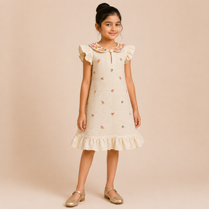 Ivory Blossom Embroidered Collar Dress