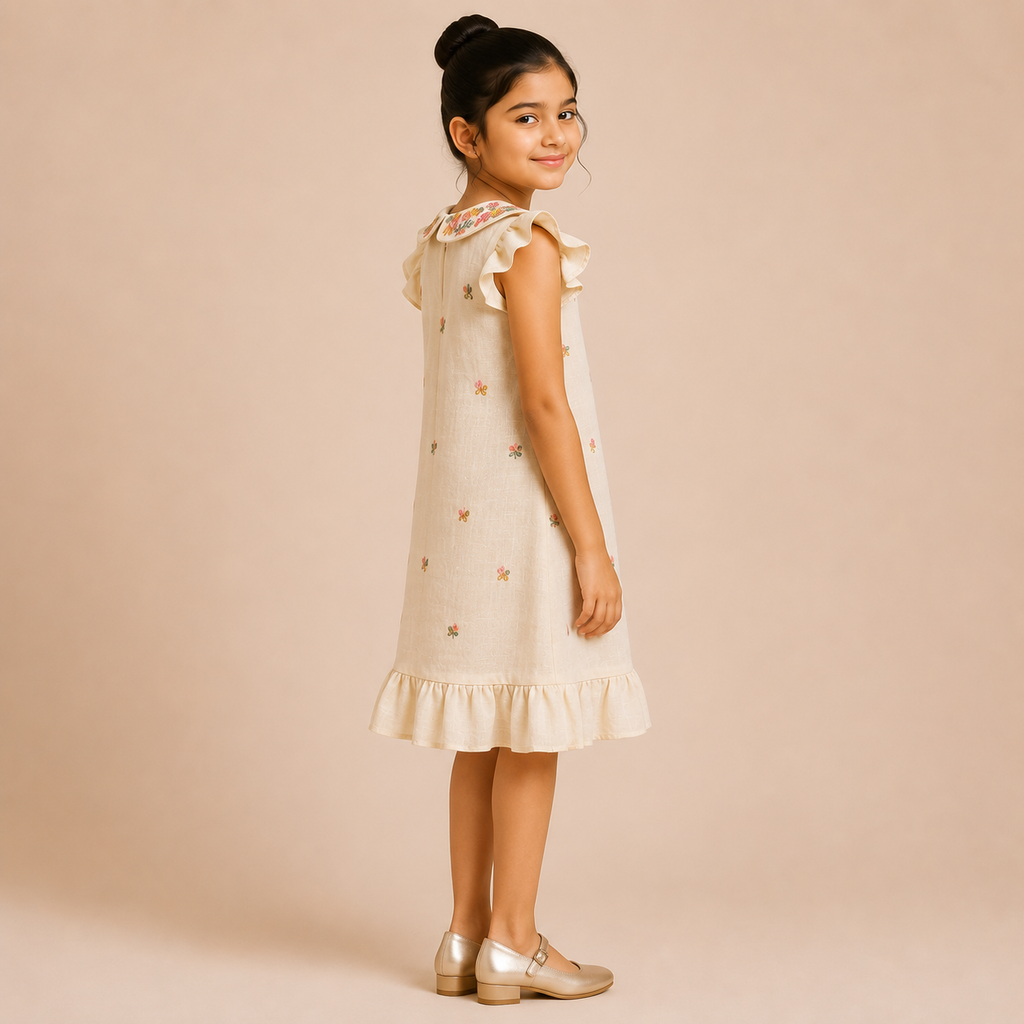Ivory Blossom Embroidered Collar Dress