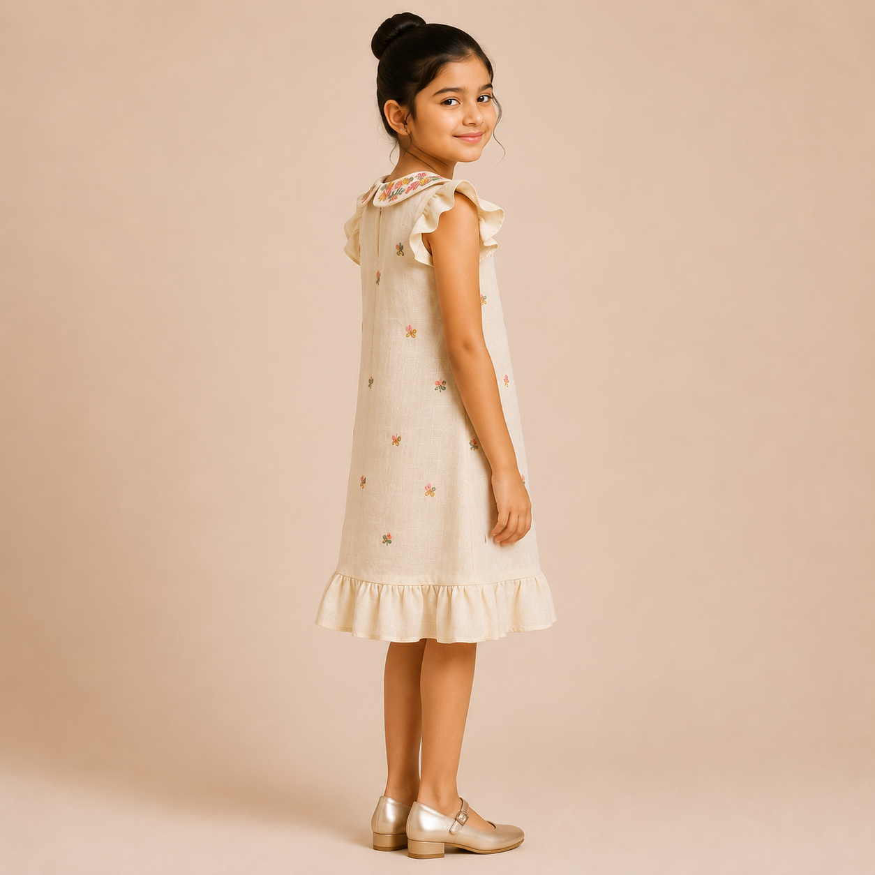 Ivory Blossom Embroidered Collar Dress