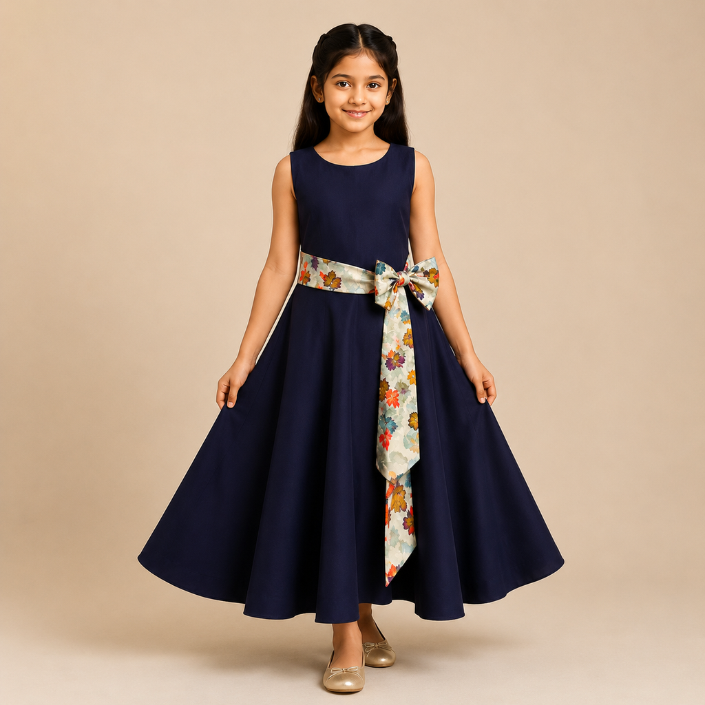 Midnight Bloom Bow Maxi Dress