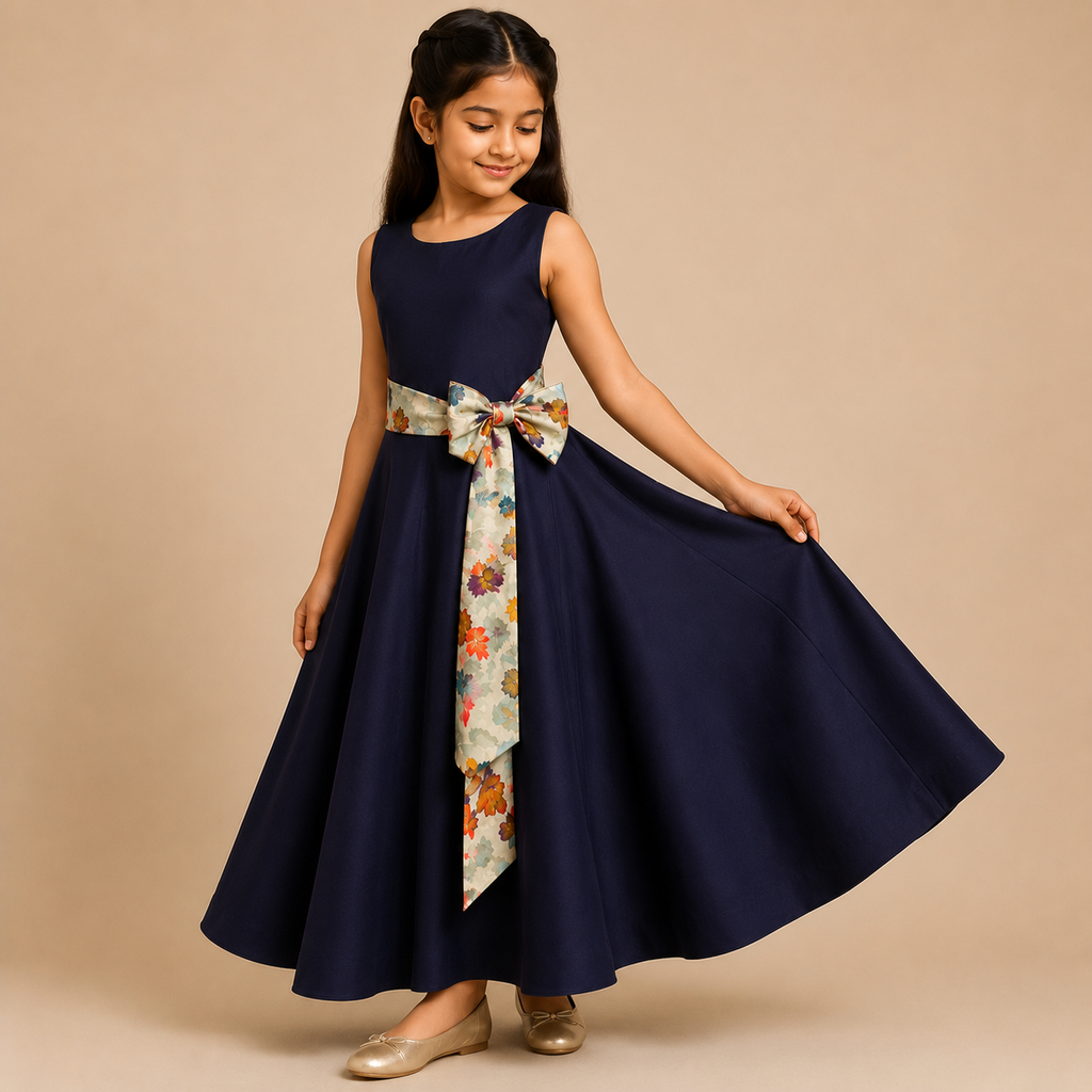 Midnight Bloom Bow Maxi Dress