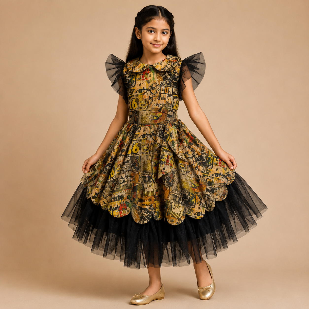 Vintage Noir Art Print Party Dress