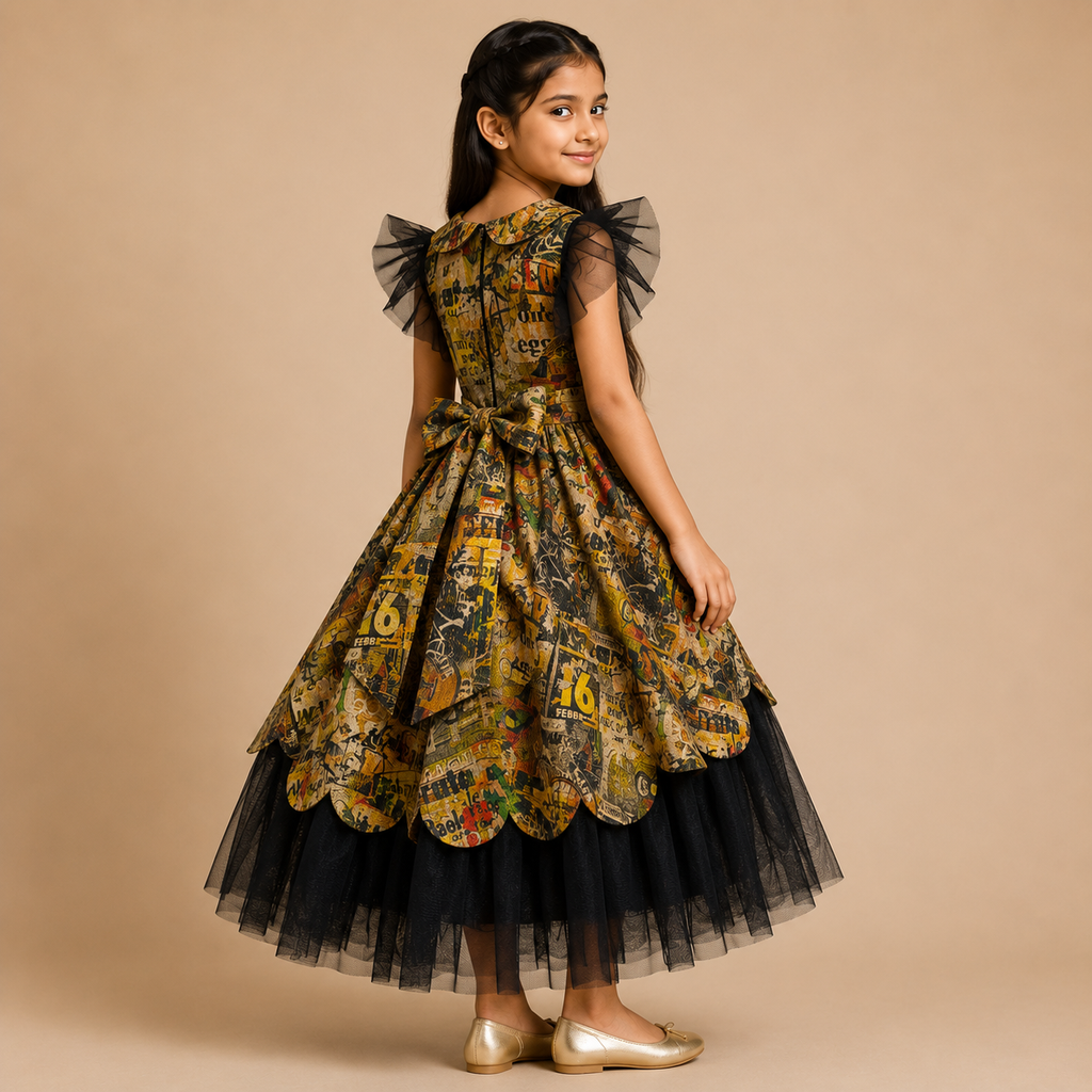 Vintage Noir Art Print Party Dress