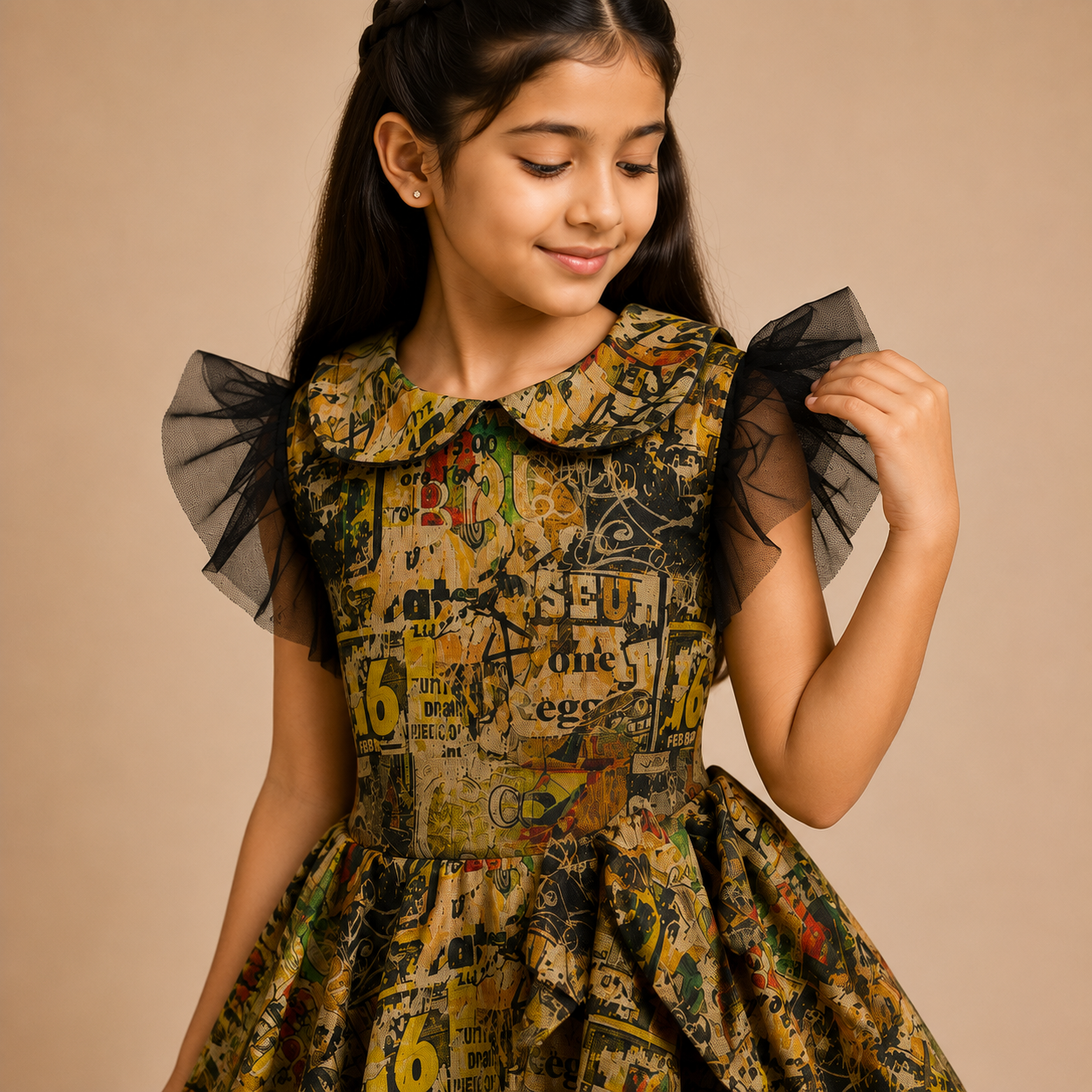 Vintage Noir Art Print Party Dress