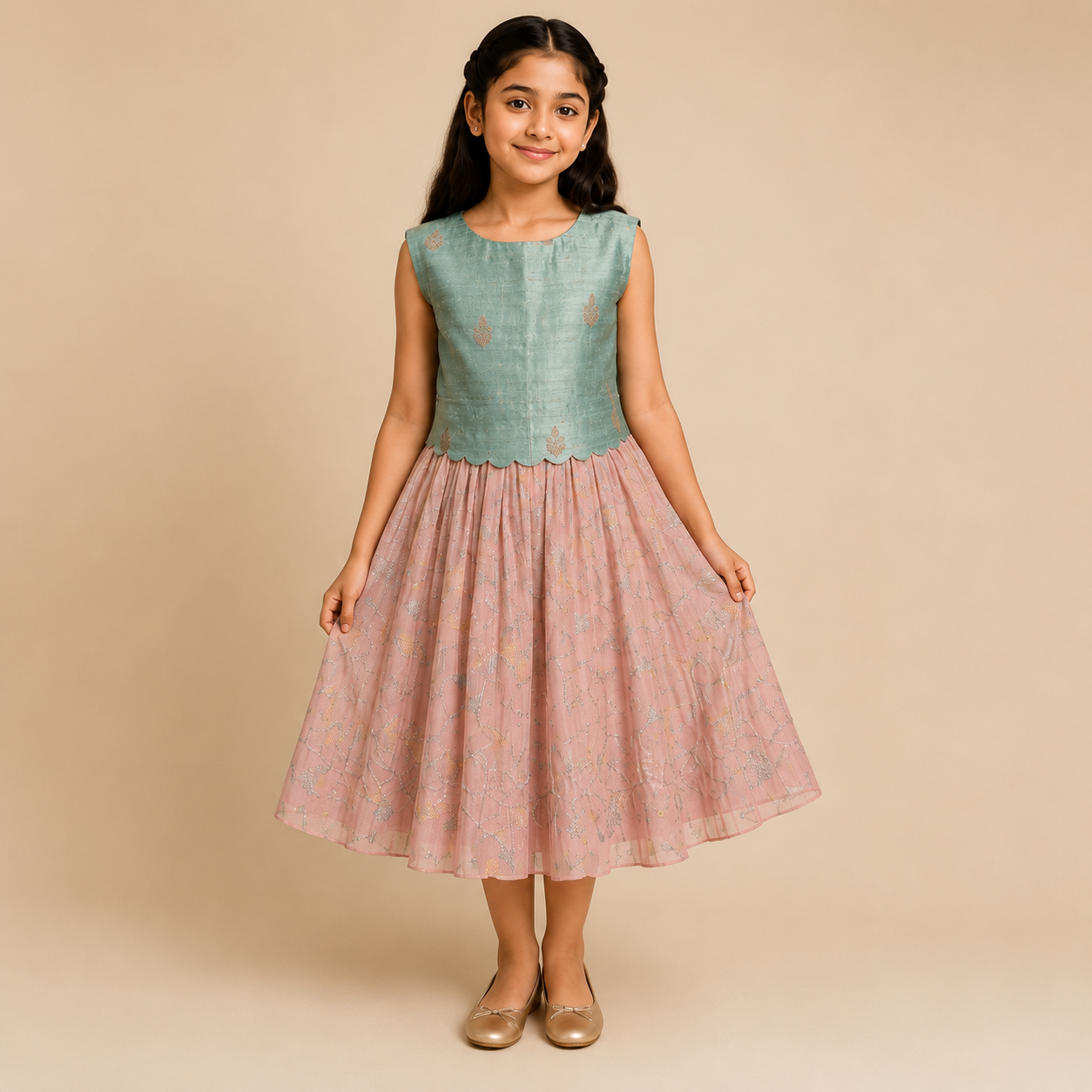 Sage Blossom Party Dress