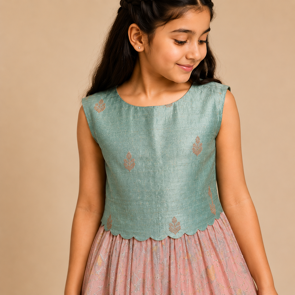Sage Blossom Party Dress