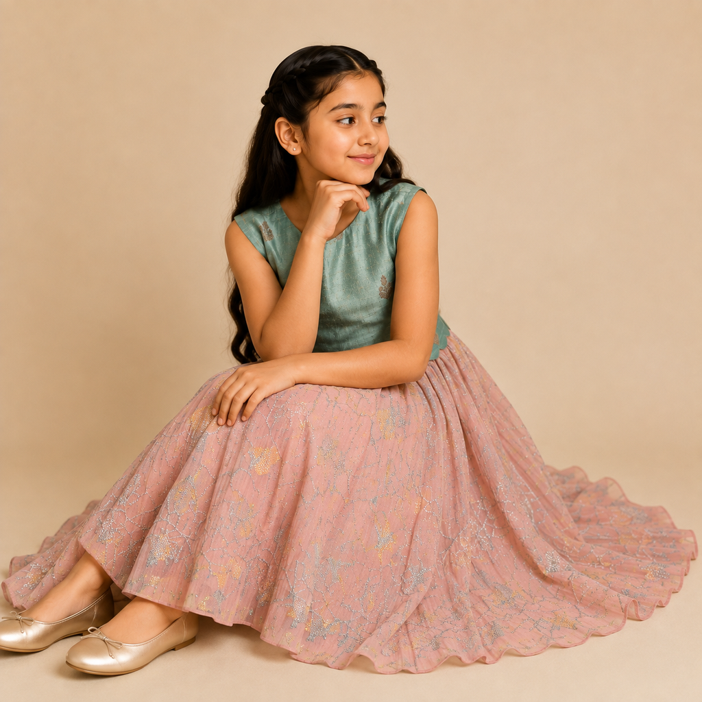 Sage Blossom Party Dress
