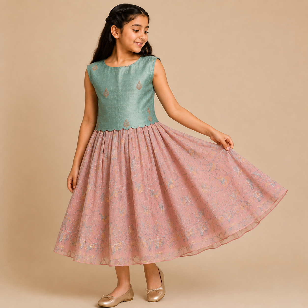 Sage Blossom Party Dress