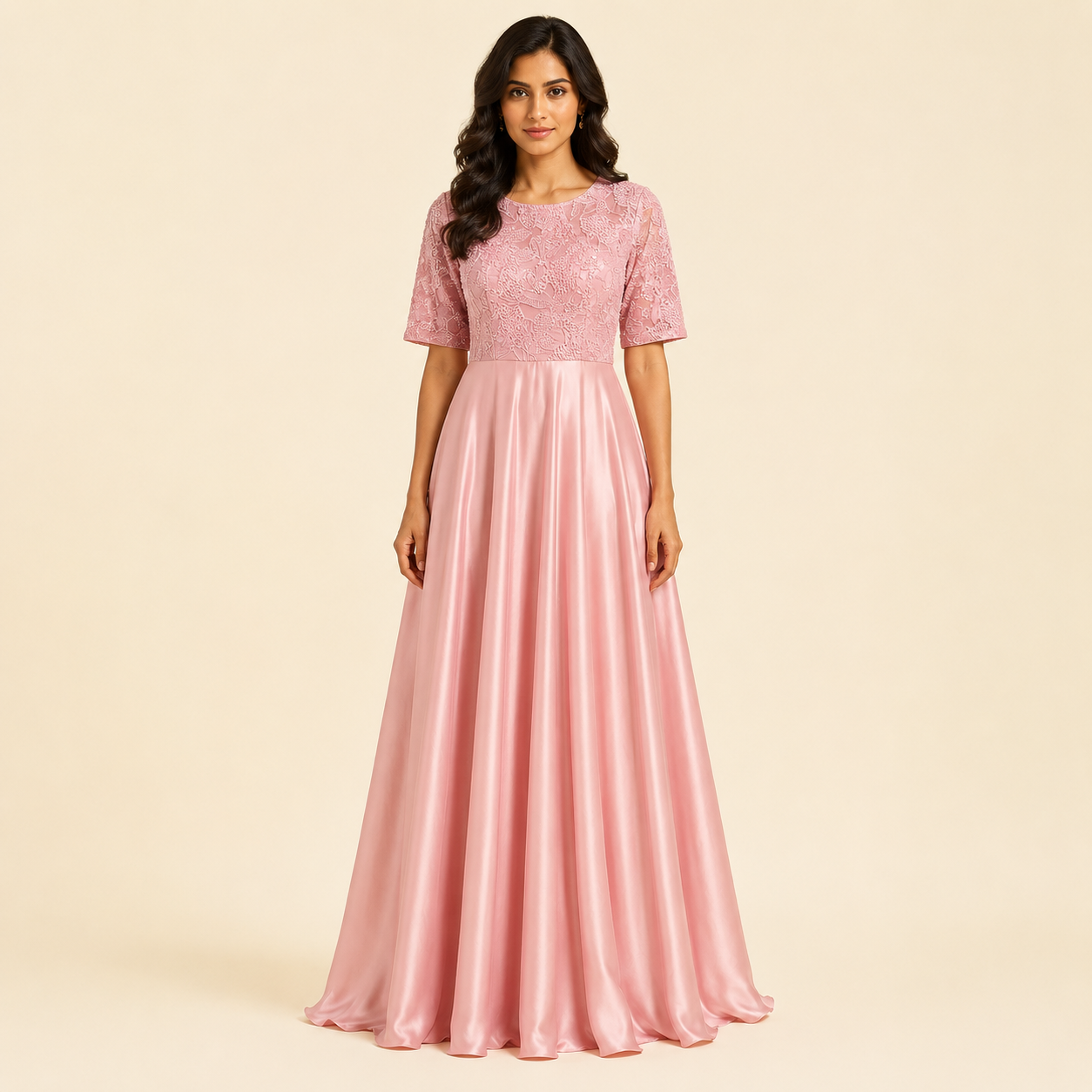 Blush Étoile Satin Maxi Dress
