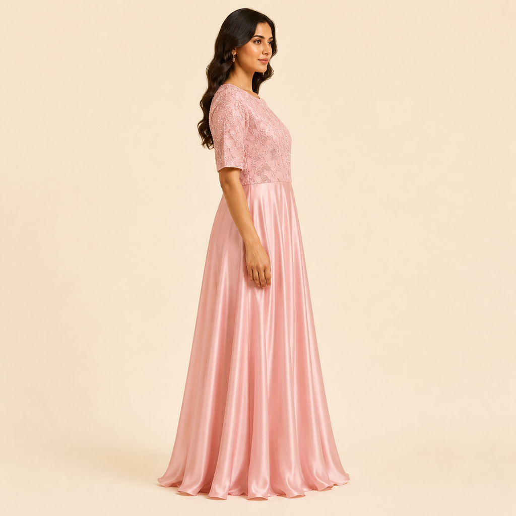 Blush Étoile Satin Maxi Dress