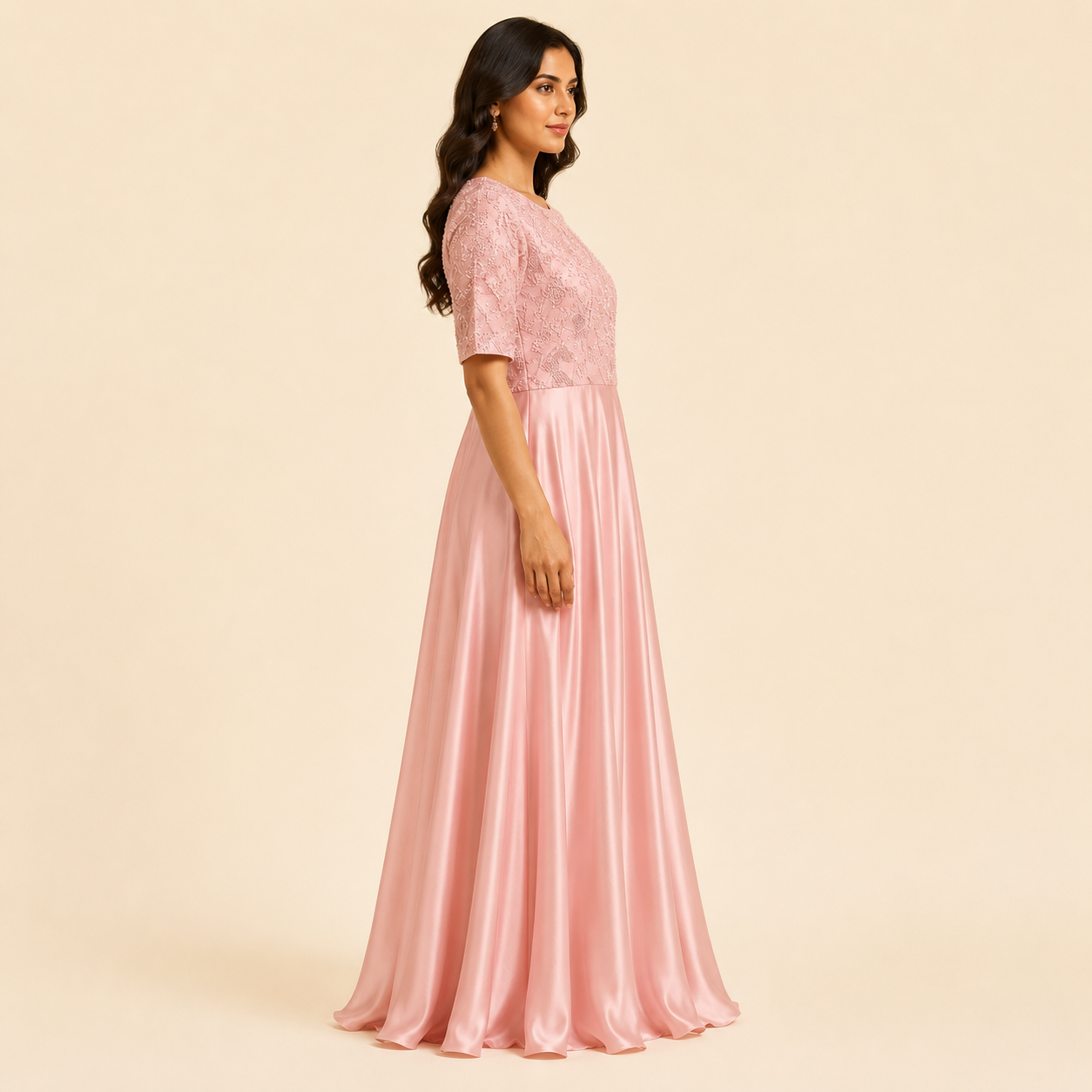 Blush Étoile Satin Maxi Dress
