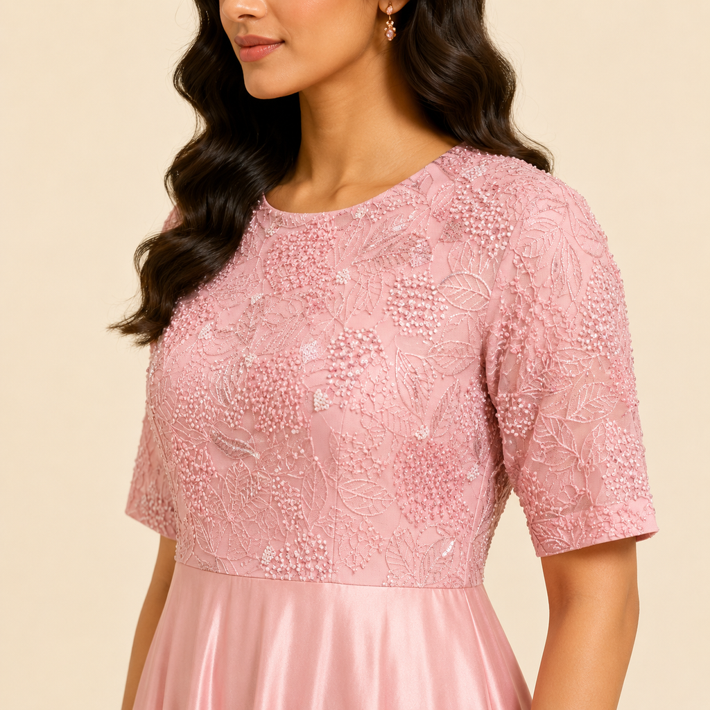 Blush Étoile Satin Maxi Dress