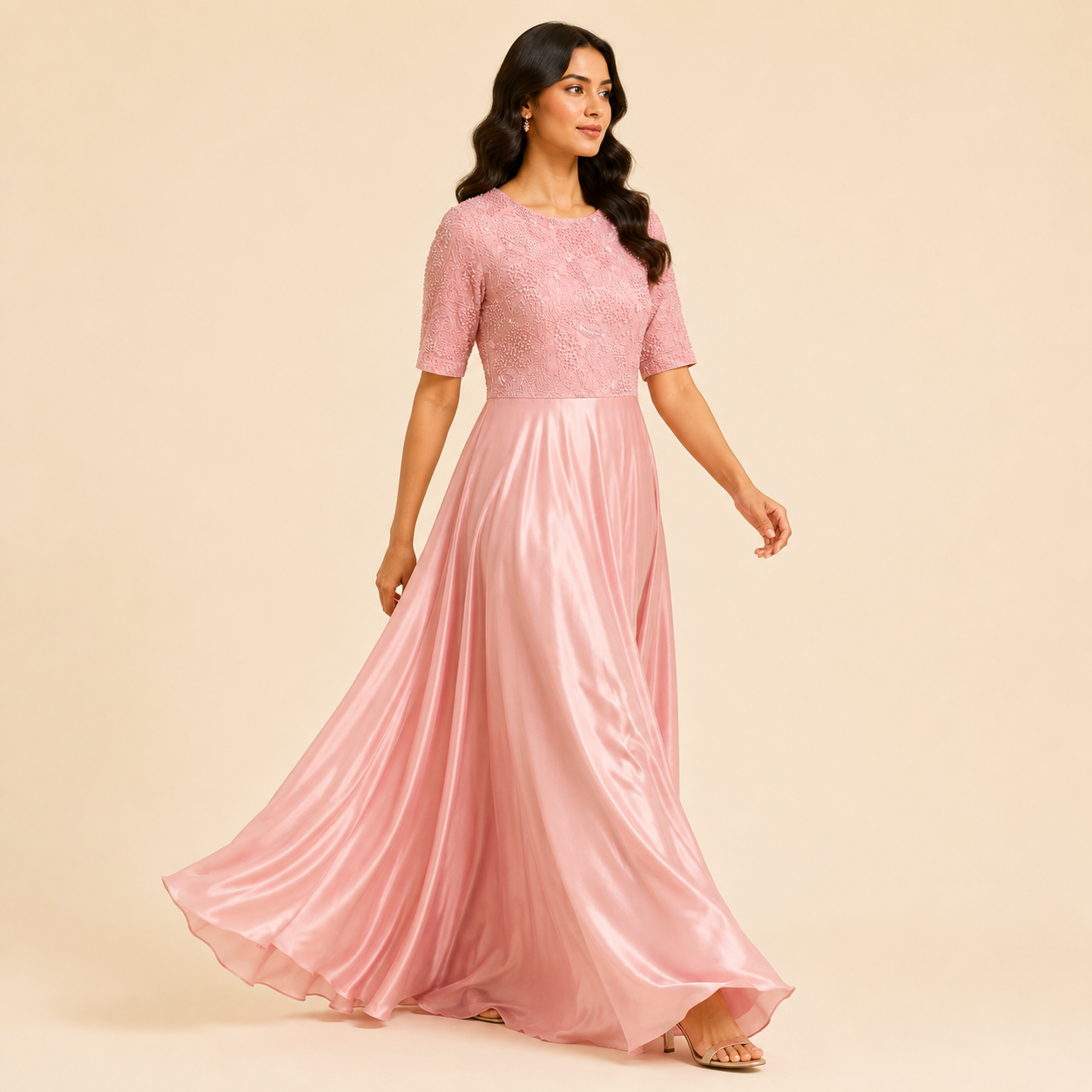 Blush Étoile Satin Maxi Dress
