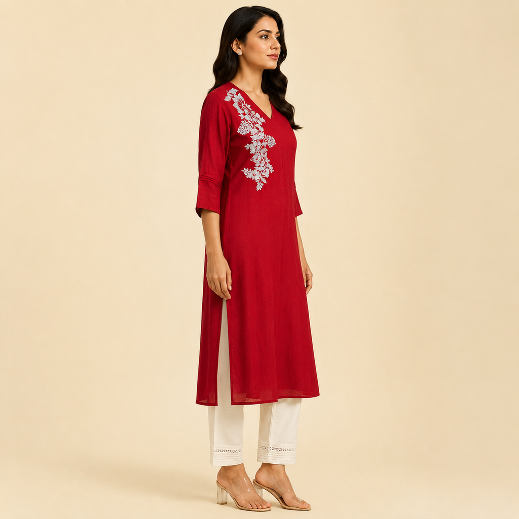 Aaradhya Embroidered Straight Kurti Set