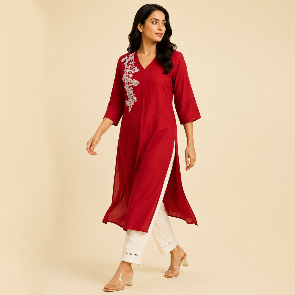 Aaradhya Embroidered Straight Kurti Set