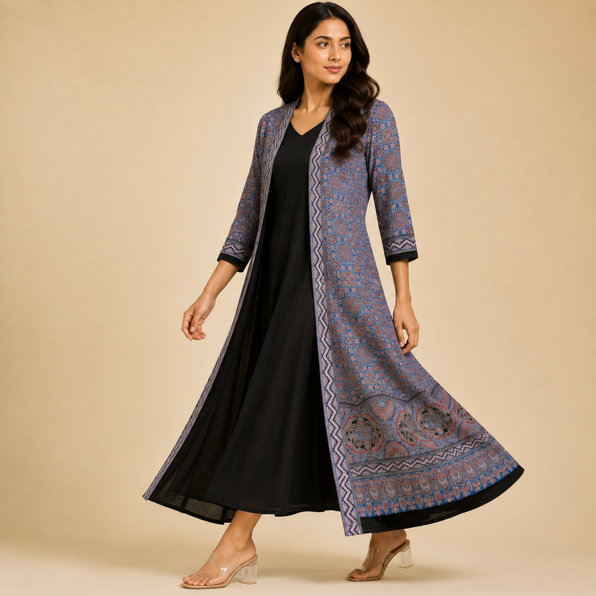 Meher Ajrakh Longline Set
