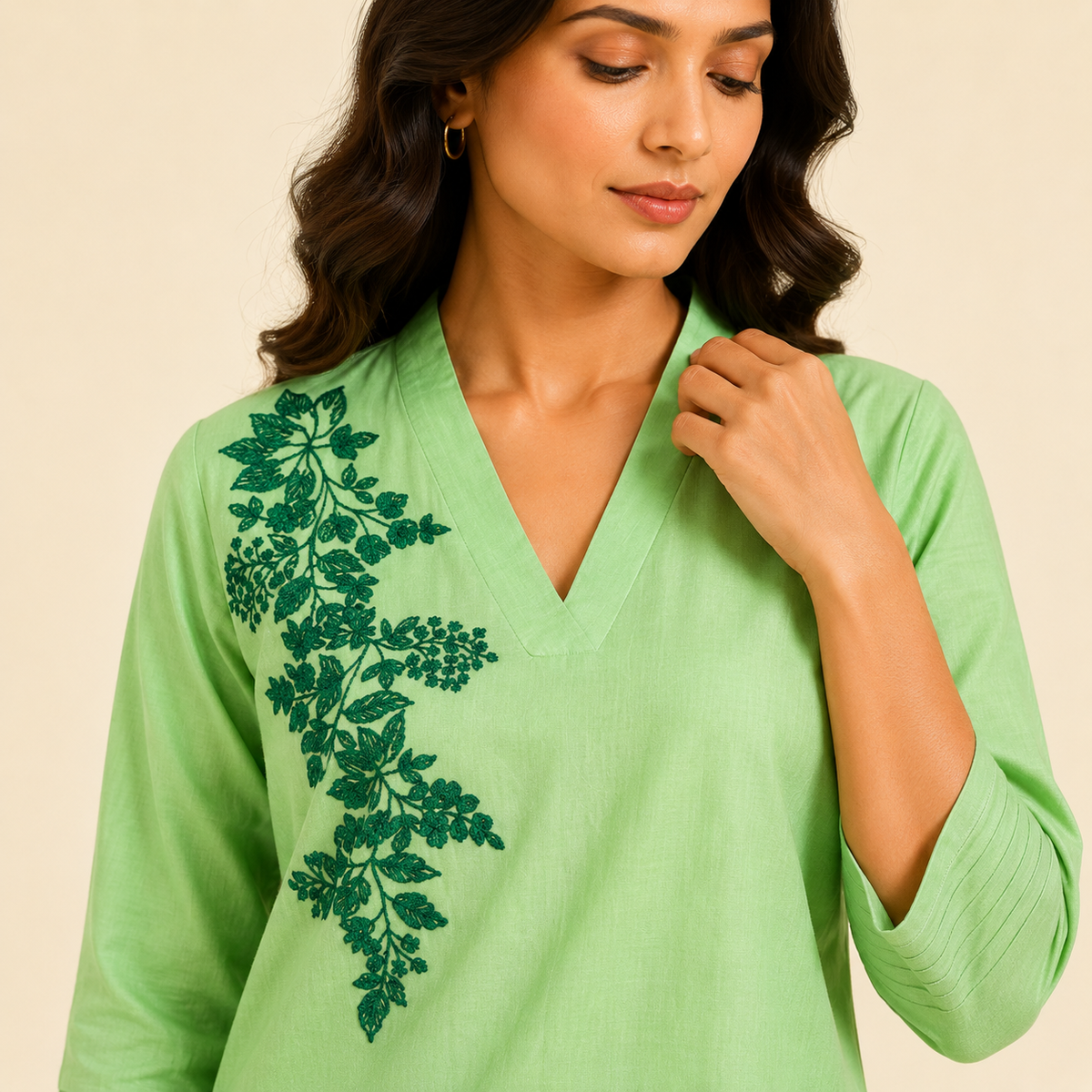 Aarohi Sage Embroidered Kurti Set