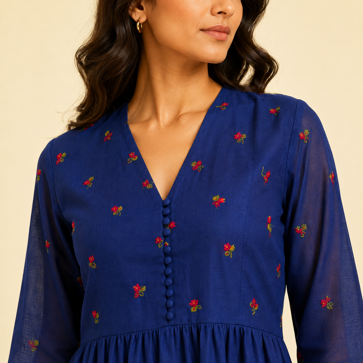 Nila Blue Floral Anarkali Set