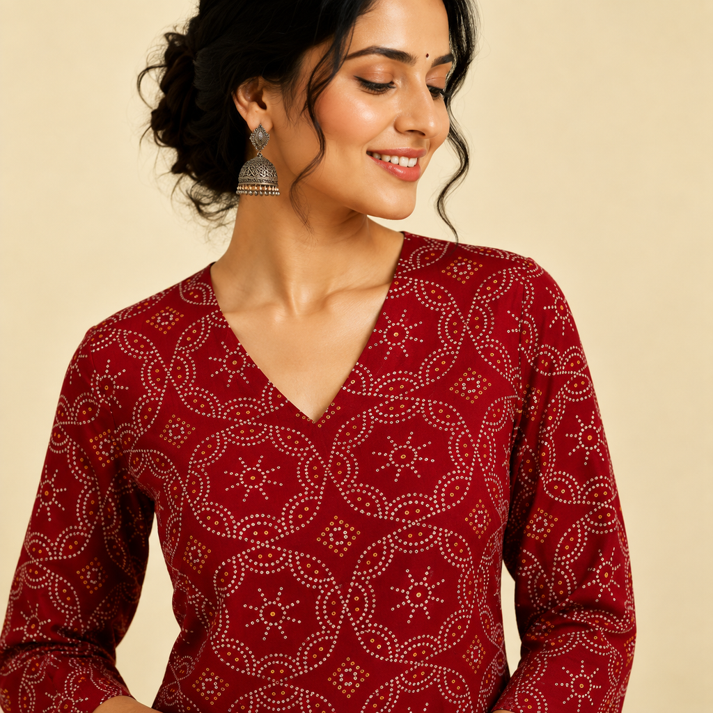 Zara Bandhani Kurti Set