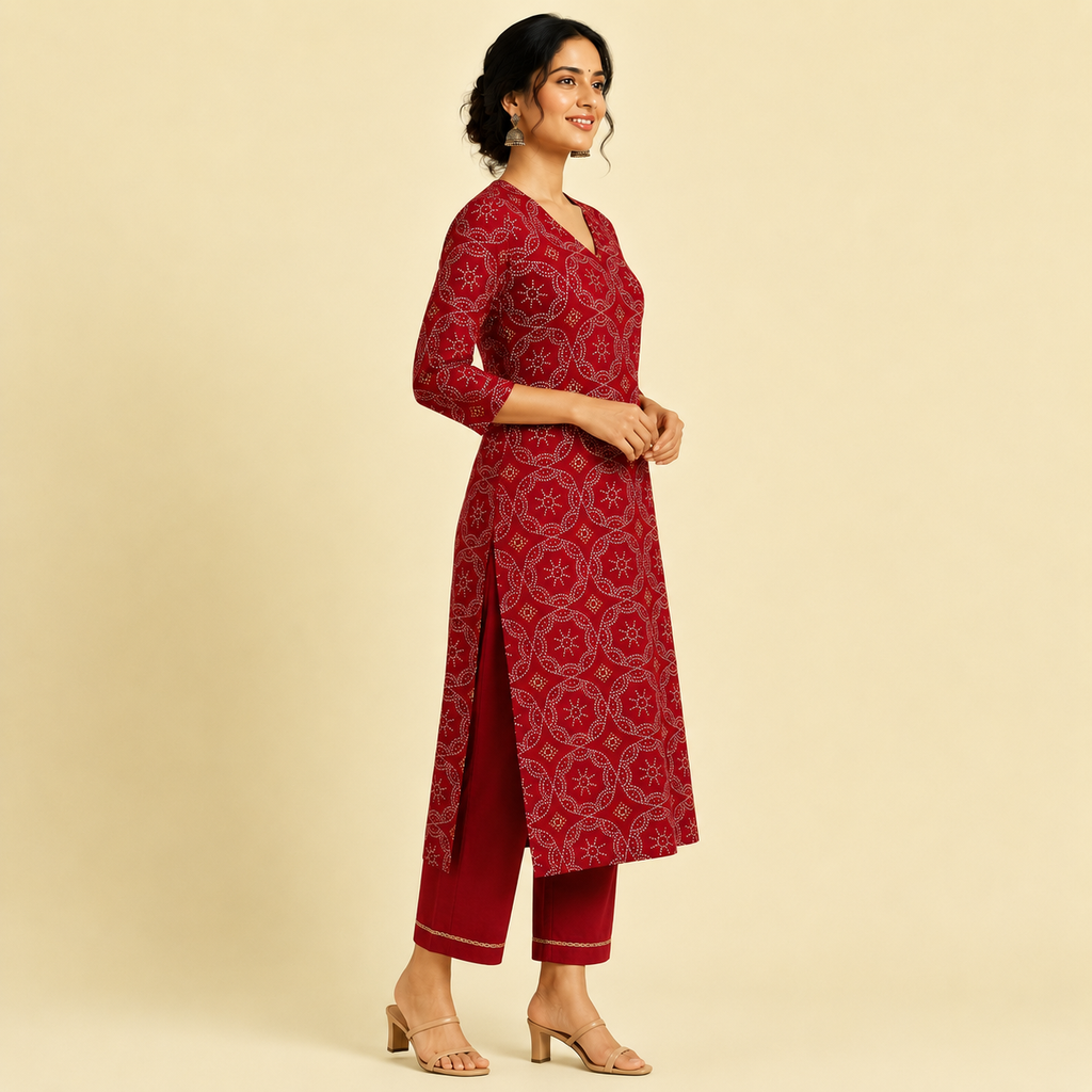 Zara Bandhani Kurti Set