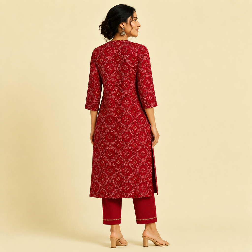 Zara Bandhani Kurti Set