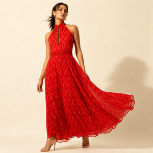 Scarlet Ikat Halter Maxi Dress