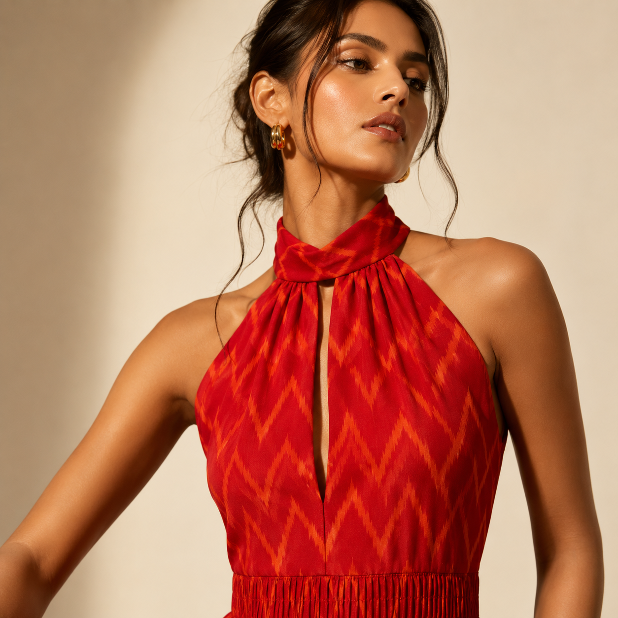 Scarlet Ikat Halter Maxi Dress