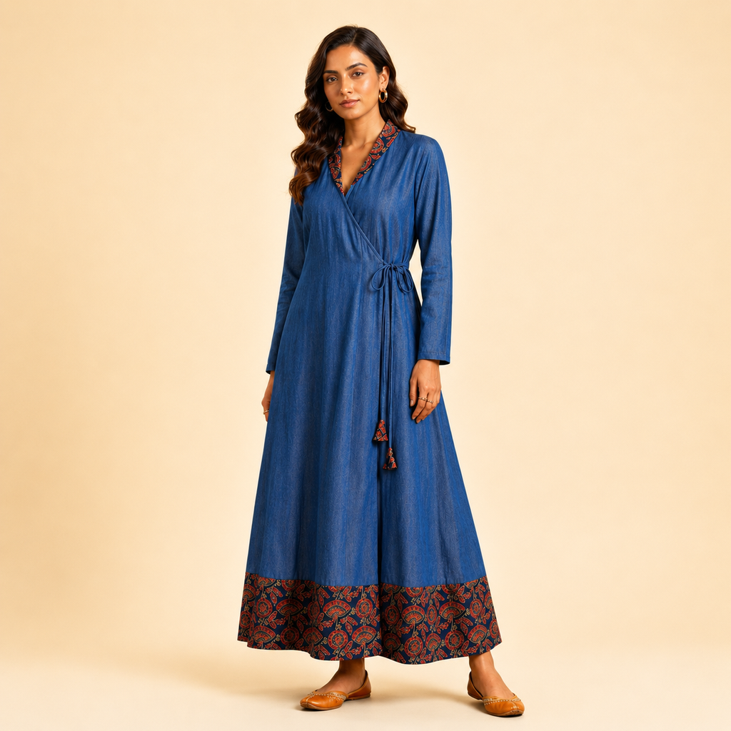 Denim X Anarkali  WrapOn Dress