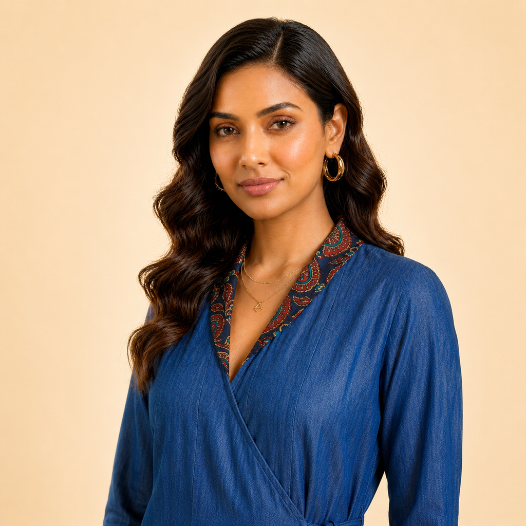 Denim X Anarkali  WrapOn Dress