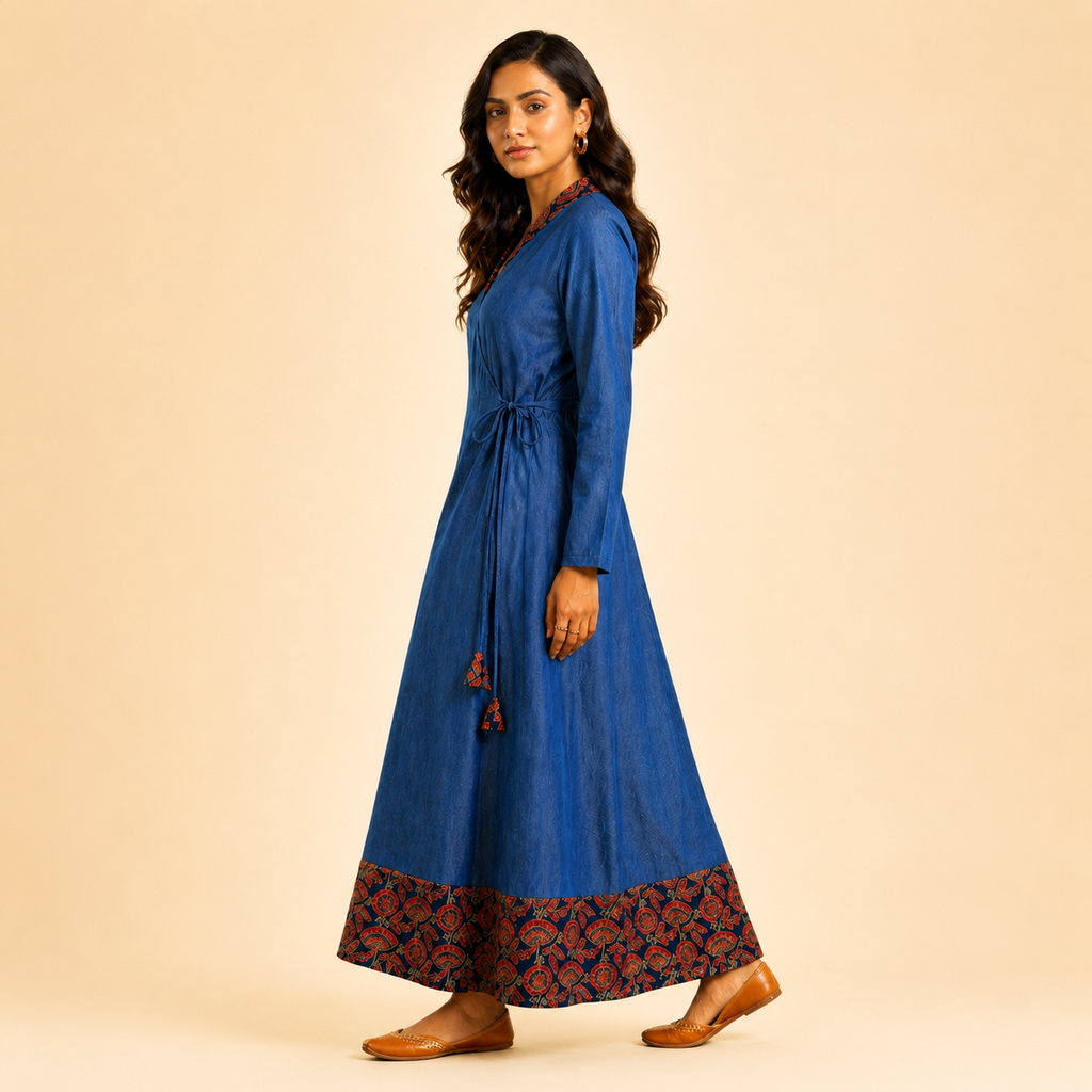 Denim X Anarkali  WrapOn Dress