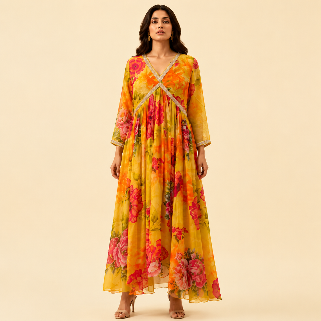 Golden Bloom Anarkali