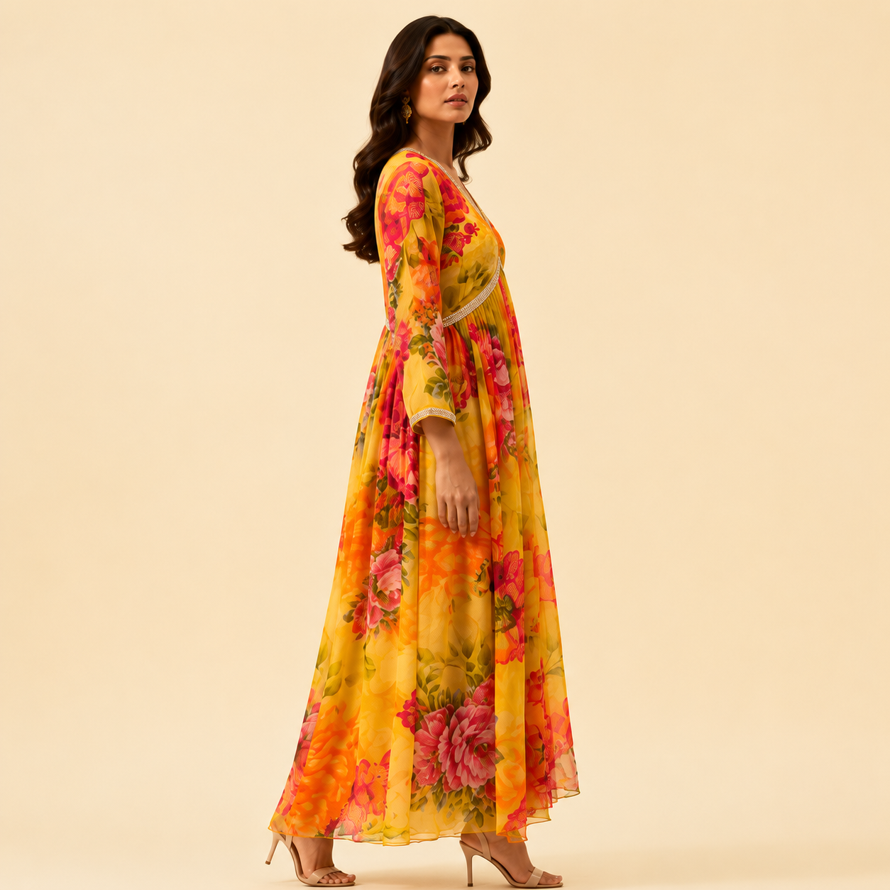 Golden Bloom Anarkali