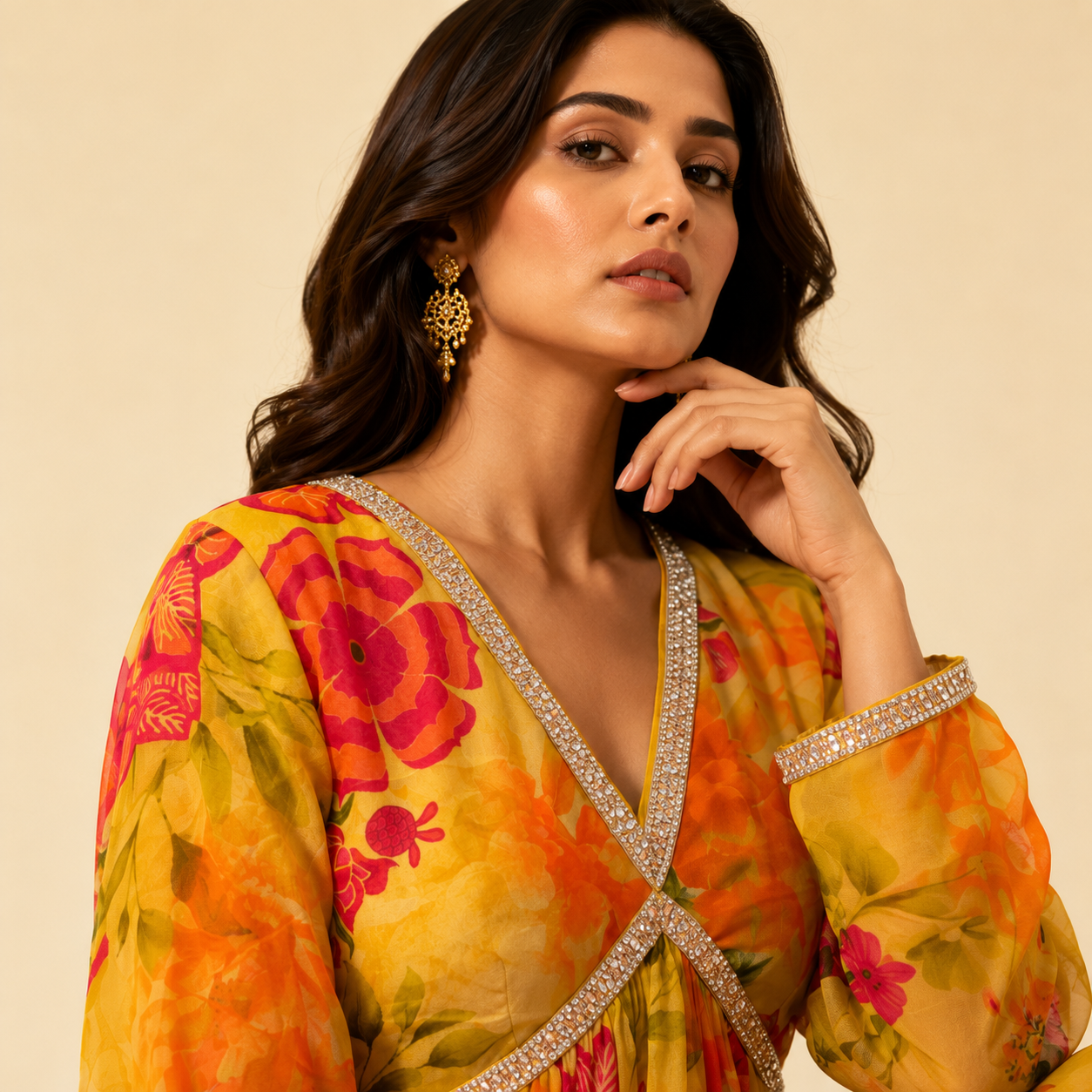 Golden Bloom Anarkali