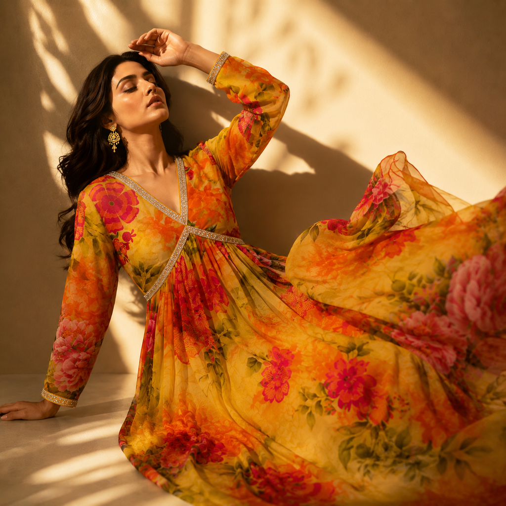 Golden Bloom Anarkali