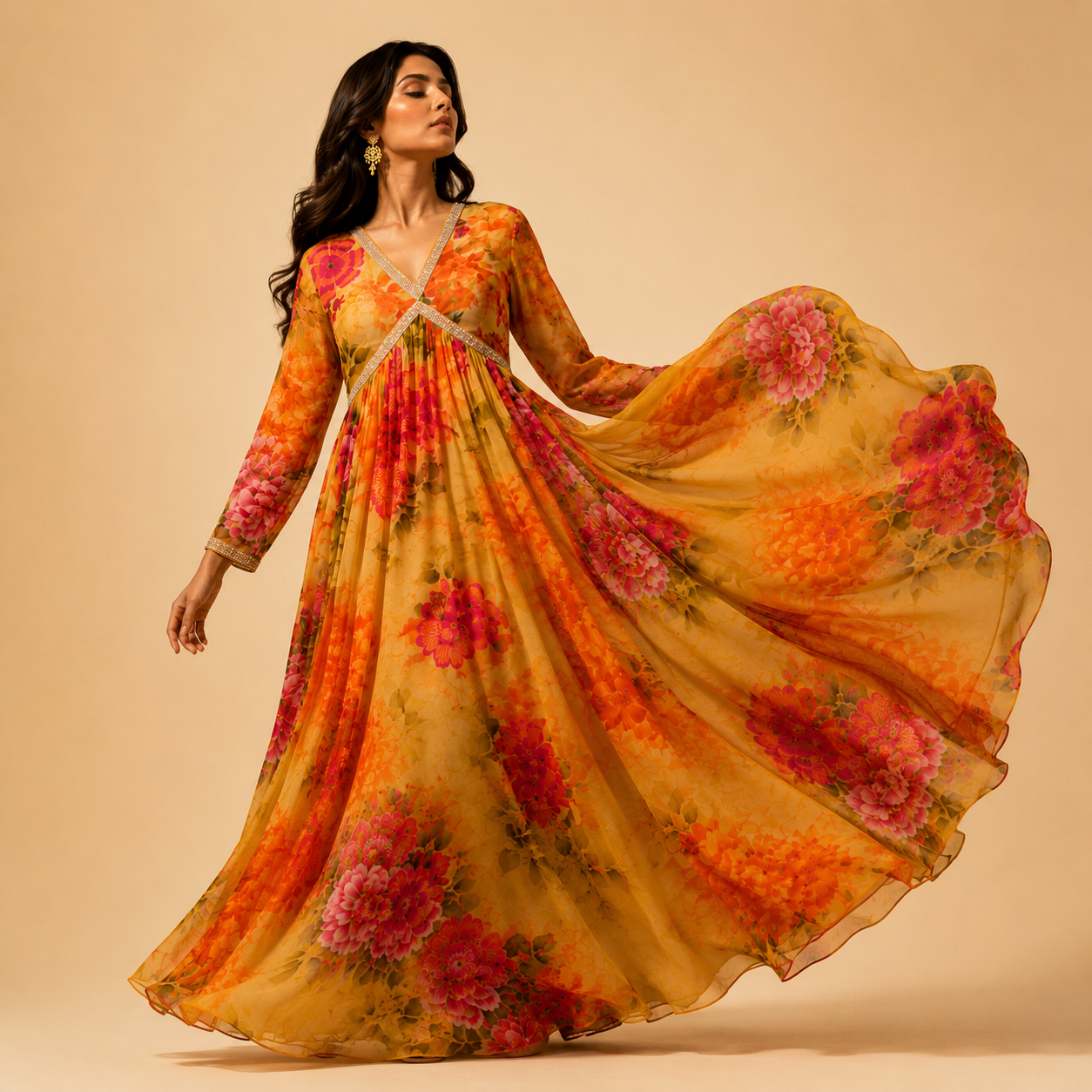 Golden Bloom Anarkali